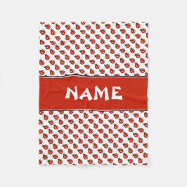 Kute White & Red Ladybugs Anpassat namn Kids Blank Fleecefilt