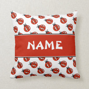 Kute White & Red Ladybugs eget namn Kids Pillow Kudde
