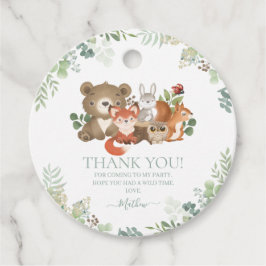 Kute Woodland Animals Baby Shower Greenery Gåvor Etiketter