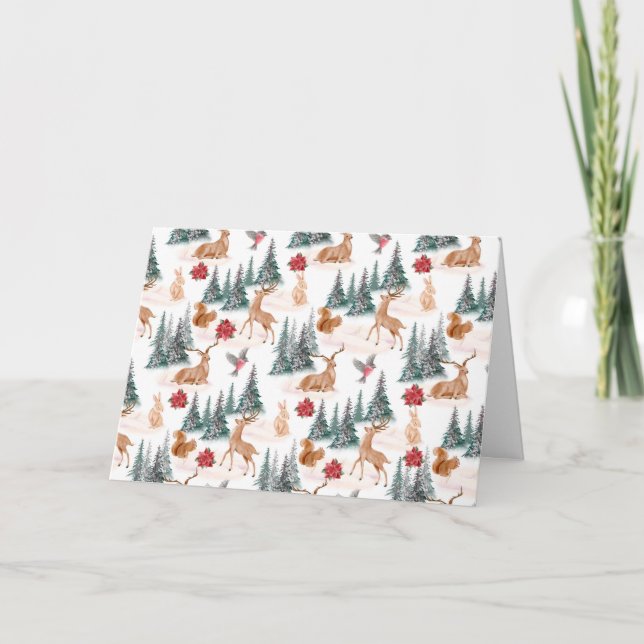 Kute Woodland Animals Tomt julkort Helgkort (Framsida)