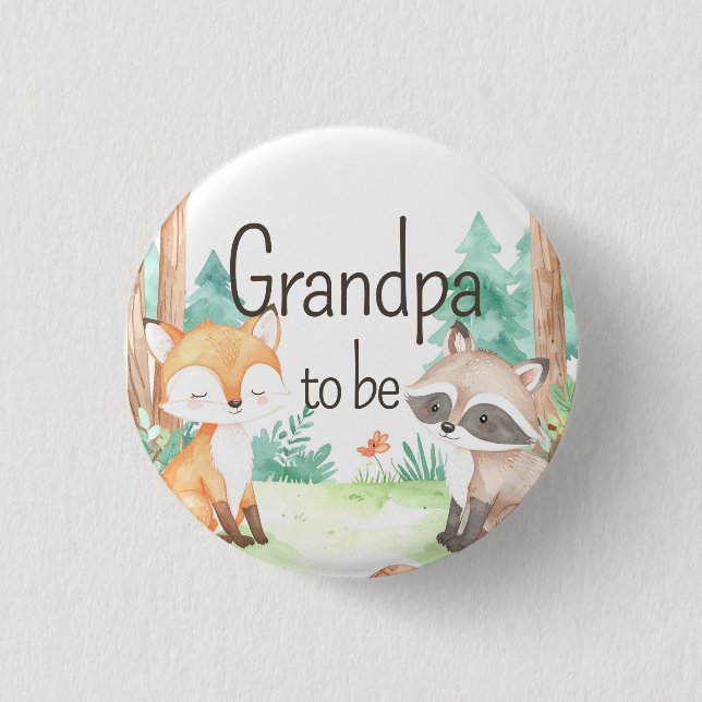 Kute Woodland Baby Shower Theme Grandpa ska Knapp (Framsida)