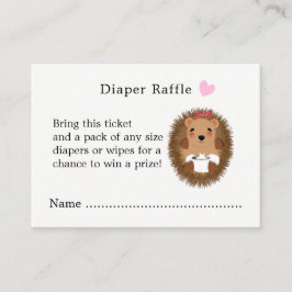 Kute Woodland Hedgehog Baby Shower Raffle Tilläggskort