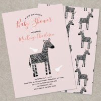Kute Zebra Baby Shower-inbjudan