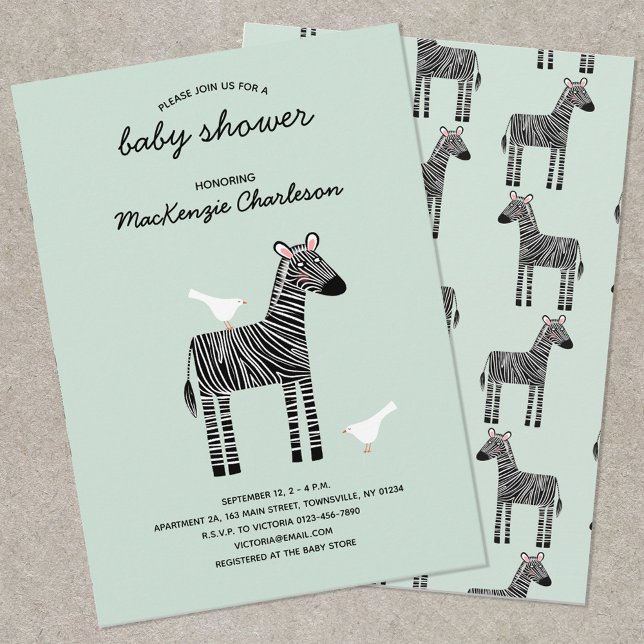 Kute Zebra Baby Shower-inbjudan Inbjudningar (Skapare uppladdad)