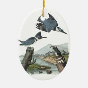 Kuten Kingfisher, John Audubon Julgransprydnad Keramik