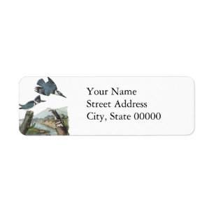 Kuten Kingfisher, John Audubon Returadress Etikett