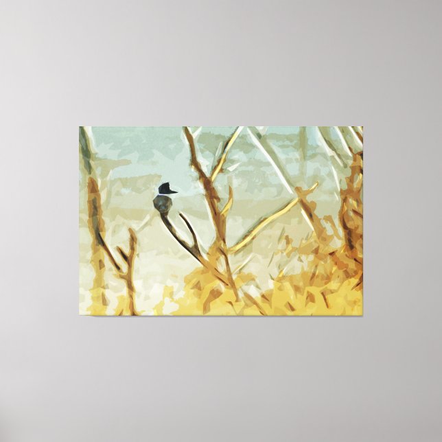 Kuten Kingfisher på flodkantabstrakt Canvastryck (Framsida)