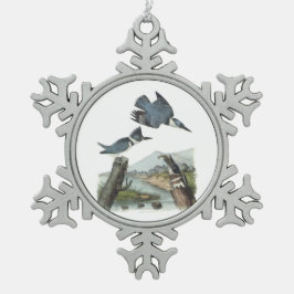 Kuten Kingfisher vid Audubon Snöflinga Pewter Julgransprydnad
