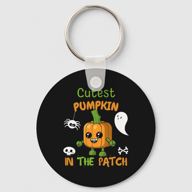 Kutest Pumpkin i Patch Boy Girl Småbarn faller Nyckelring (Framsida)