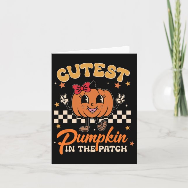 Kutest Pumpkin in Patch Funny Halloween-tack Kort (Framsida)