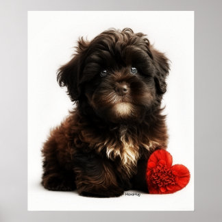 Kutest Valentine, Chocolate Havanese Puppy Poster
