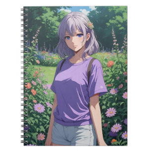 Kutesy Anime Girl med lila Anteckningsbok