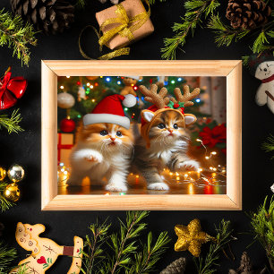 Kutkattungar med Jultomten och renhatt 1 Poster