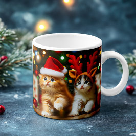 Kutkattungar med Jultomten och renhatt 2 Kaffemugg