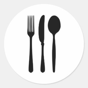 Kutlery - Fork - Knivar - Spoon Runt Klistermärke