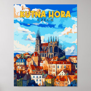 Kutna Hora Czech vintage resor illustration Poster