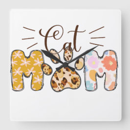 KUTPATCH PATTERNED CAT MAMMA SAYING FYRKANTIG KLOCKA