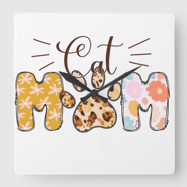 KUTPATCH PATTERNED CAT MAMMA SAYING FYRKANTIG KLOCKA (Framsida)