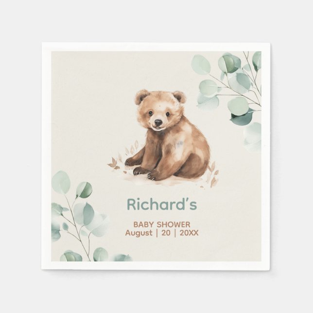 Kutskog löv är en inbjudan till babydusch pappersservett (Framsidan)