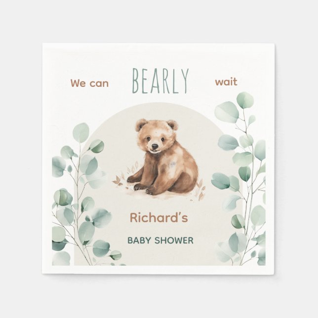 Kutskog löv är en inbjudan till babydusch pappersservett (Framsidan)