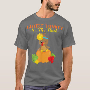 Kutst Turkiet i Flock Happy thanksgiving Day Girl T Shirt