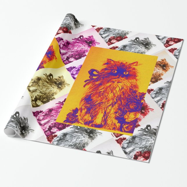 KUTT med röda rosor,Orange Gul,Blå Presentpapper (Utrullad)