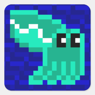 Kuttle Scuttle Lulu Grönt Cuttlefish Sticker Fyrkantigt Klistermärke