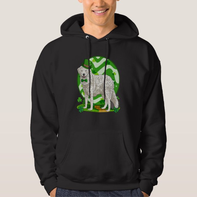 Kuvasz Dog St Patrick's Day Leprechaun Hoodie (Framsida)