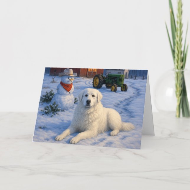 Kuvasz Holiday Card Helgkort (Framsida)