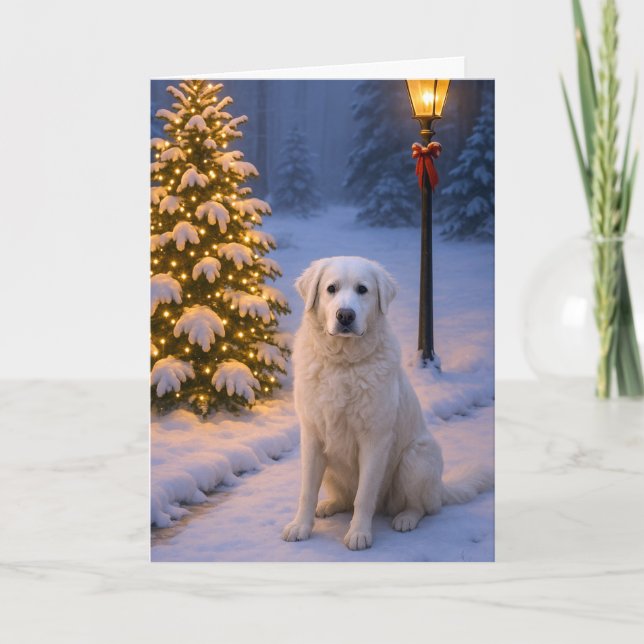 Kuvasz Holiday Card Helgkort (Framsida)