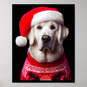 Kuvasz Hund med jultomten jul, Julafton ägare Lov Poster