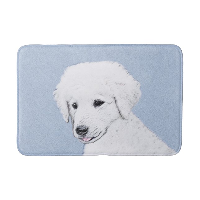 Kuvasz Painting - Cute Original Hund Art Badrumsmatta (Framsidan)