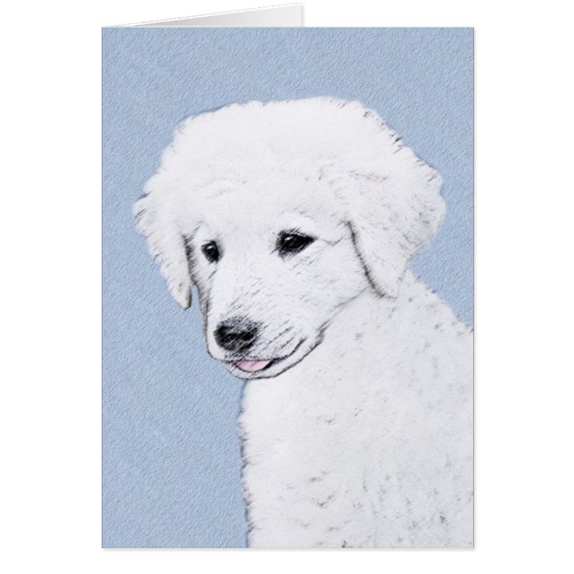 Kuvasz Painting - Cute Original Hund Art Hälsningskort (Framsidan)