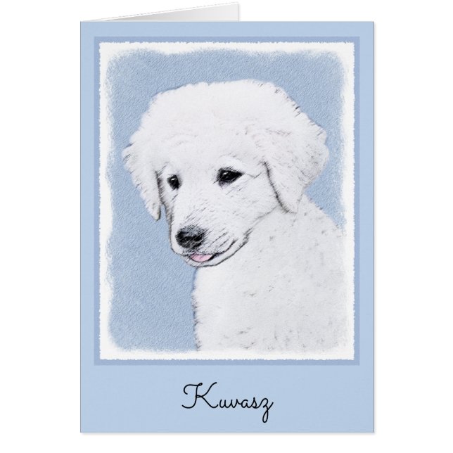 Kuvasz Painting - Cute Original Hund Art Hälsningskort (Framsidan)