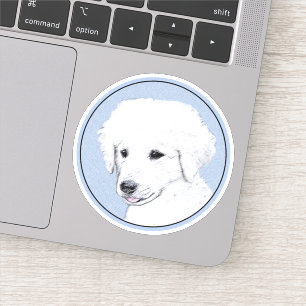 Kuvasz Painting - Cute Original Hund Art Klistermärken