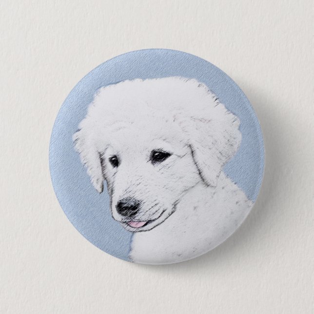 Kuvasz Painting - Cute Original Hund Art Knapp (Framsida)