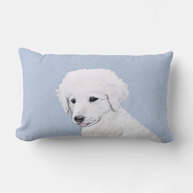 Kuvasz Painting - Cute Original Hund Art Lumbarkudde (Framsida)