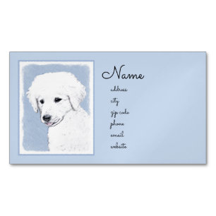 Kuvasz Painting - Cute Original Hund Art Magnetiska Visitkort