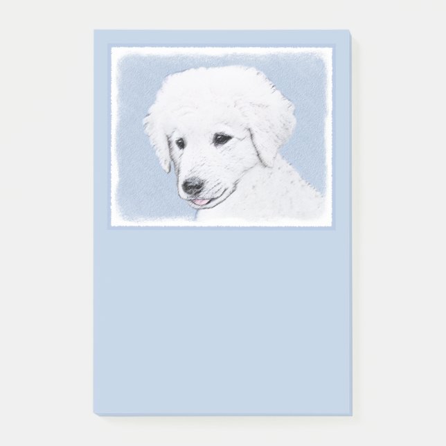 Kuvasz Painting - Cute Original Hund Art Post-it Block (Framsida)