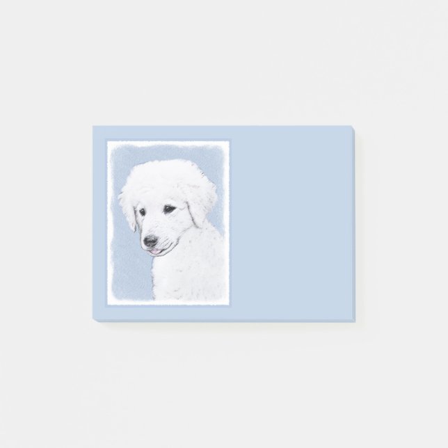 Kuvasz Painting - Cute Original Hund Art Post-it Block (Framsida)