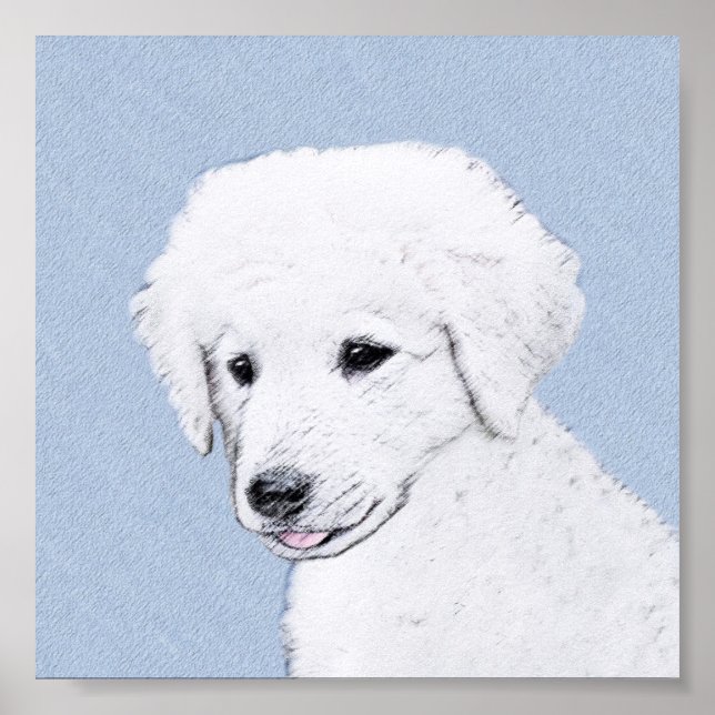 Kuvasz Painting - Cute Original Hund Art Poster (Framsidan)