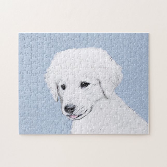 Kuvasz Painting - Cute Original Hund Art Pussel (Horisontell)