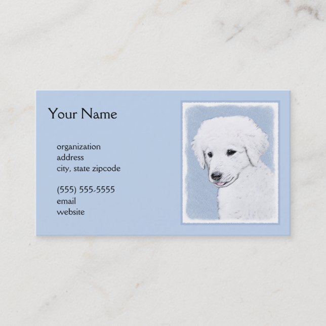 Kuvasz Painting - Cute Original Hund Art Visitkort (Framsida)