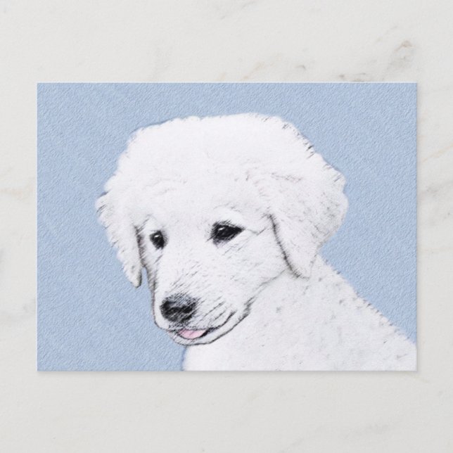 Kuvasz Painting - Cute Original Hund Art Vykort (Framsida)
