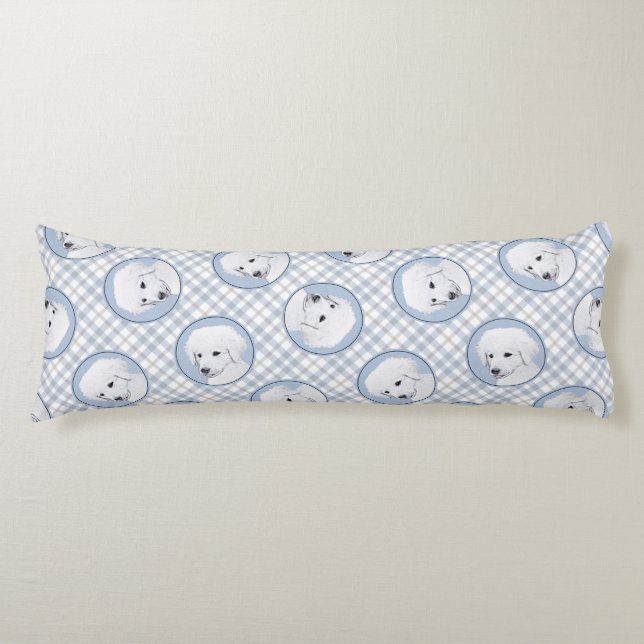 Kuvasz Painting Hungary Cute Original Hund Art Kroppskudde (Framsidan)