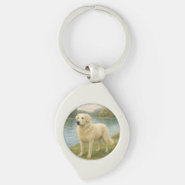 Kuvasz Swirl Silverfärgad Nyckelring
