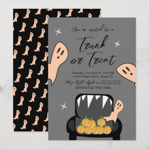 Kuvert en Halloween-ghost grå Inbjudningar