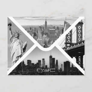 Kuvert från New York City bilder svart vitt Vykort