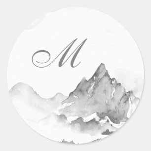 Kuvert från Rocky Mountain Monogram Bröllop Runt Klistermärke