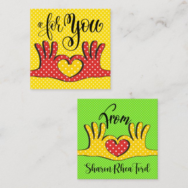 Kuvert till Poppin Polka dots Fyrkantigt Visitkort (Fram/baksida)